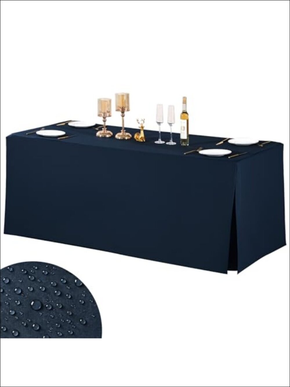 Fitted Tablecloth for 6 Foot Rectangle Table 72x30 Polyester Waterproof
